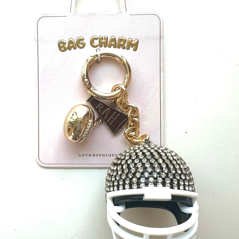 Anthropologie Gold and Black Football Helmet Bag Charm - Picture 2 of 5